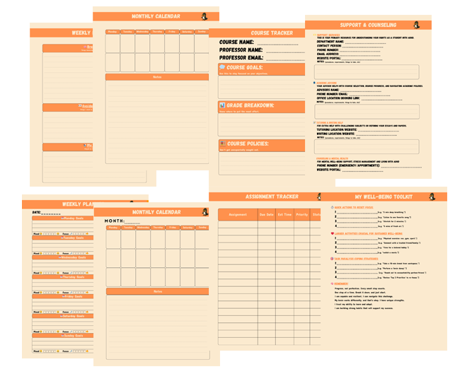 Fluster penguin ADHD Planner Layout