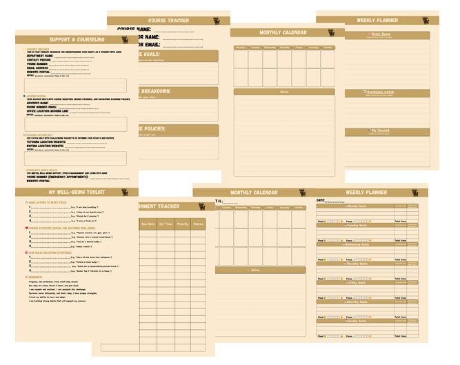 startle deer ADHD Planner Layout